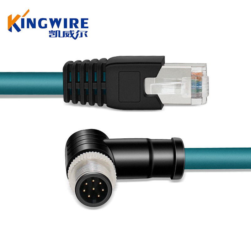 M12 8针弯公头A转RJ45拖链网线